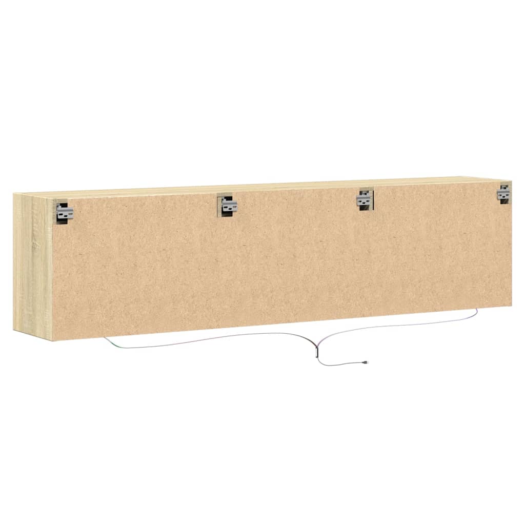 Sieninė TV spintelė su LED lemputėmis, ąžuolo, 180x31x45cm