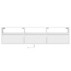 Sieninė TV spintelė su LED lemputėmis, balta, 180x31x45cm