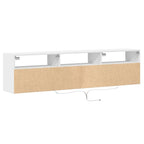 Sieninė TV spintelė su LED lemputėmis, balta, 180x31x45cm