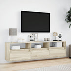 Sieninė TV spintelė su LED lemputėmis, ąžuolo, 180x31x45cm