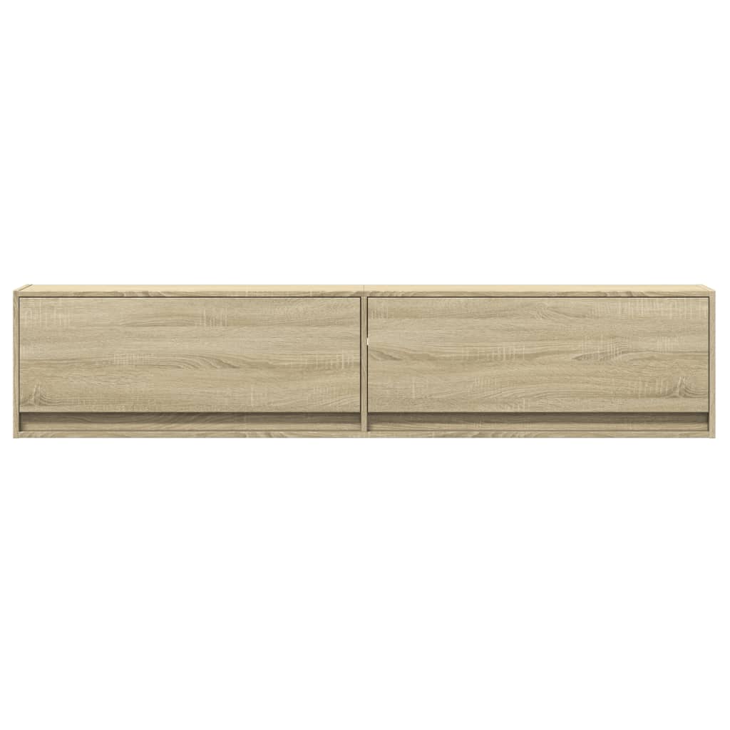 Sieninė TV spintelė su LED lemputėmis, ąžuolo, 180x31x38cm