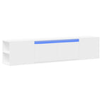 Sieninė TV spintelė su LED lemputėmis, balta, 180x31x39,5cm
