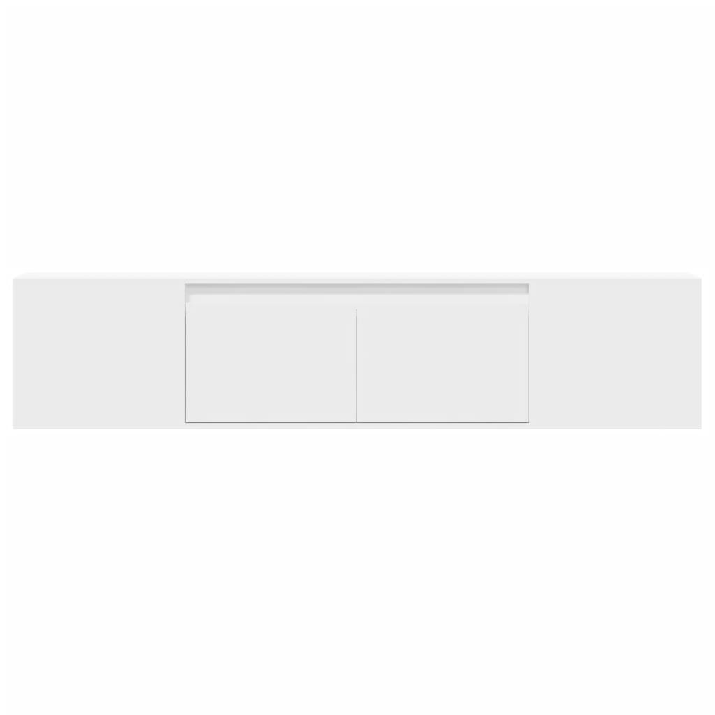 Sieninė TV spintelė su LED lemputėmis, balta, 180x31x39,5cm