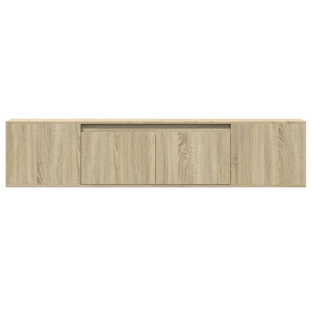Sieninė TV spintelė su LED lemputėmis, ąžuolo, 180x31x39,5cm
