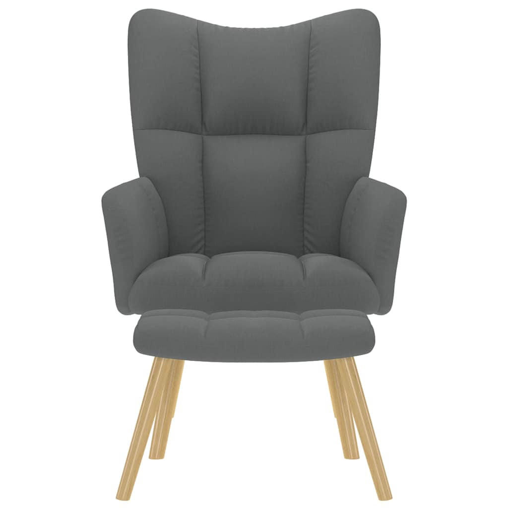 Poilsio kėdė su pakoja, tamsiai pilkos spalvos, audinys