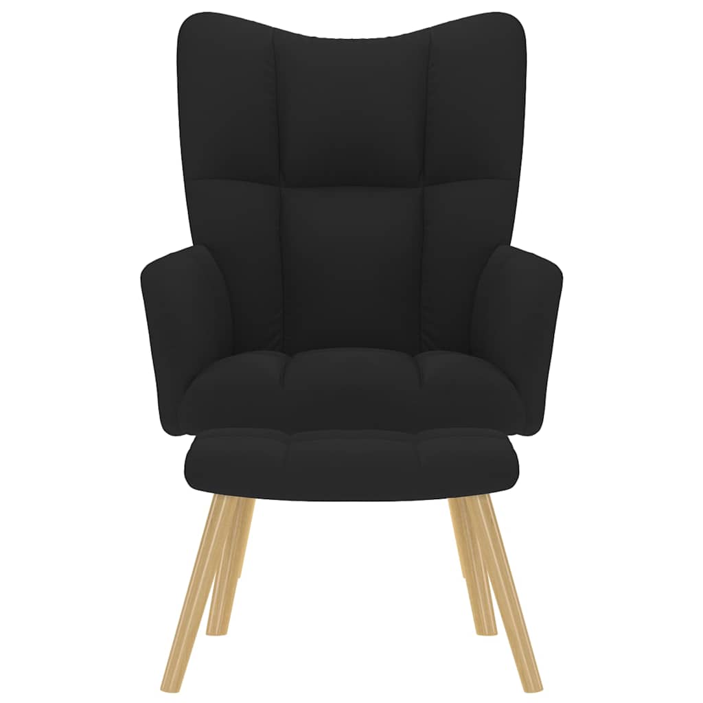 Poilsio kėdė su pakoja, juodos spalvos, audinys