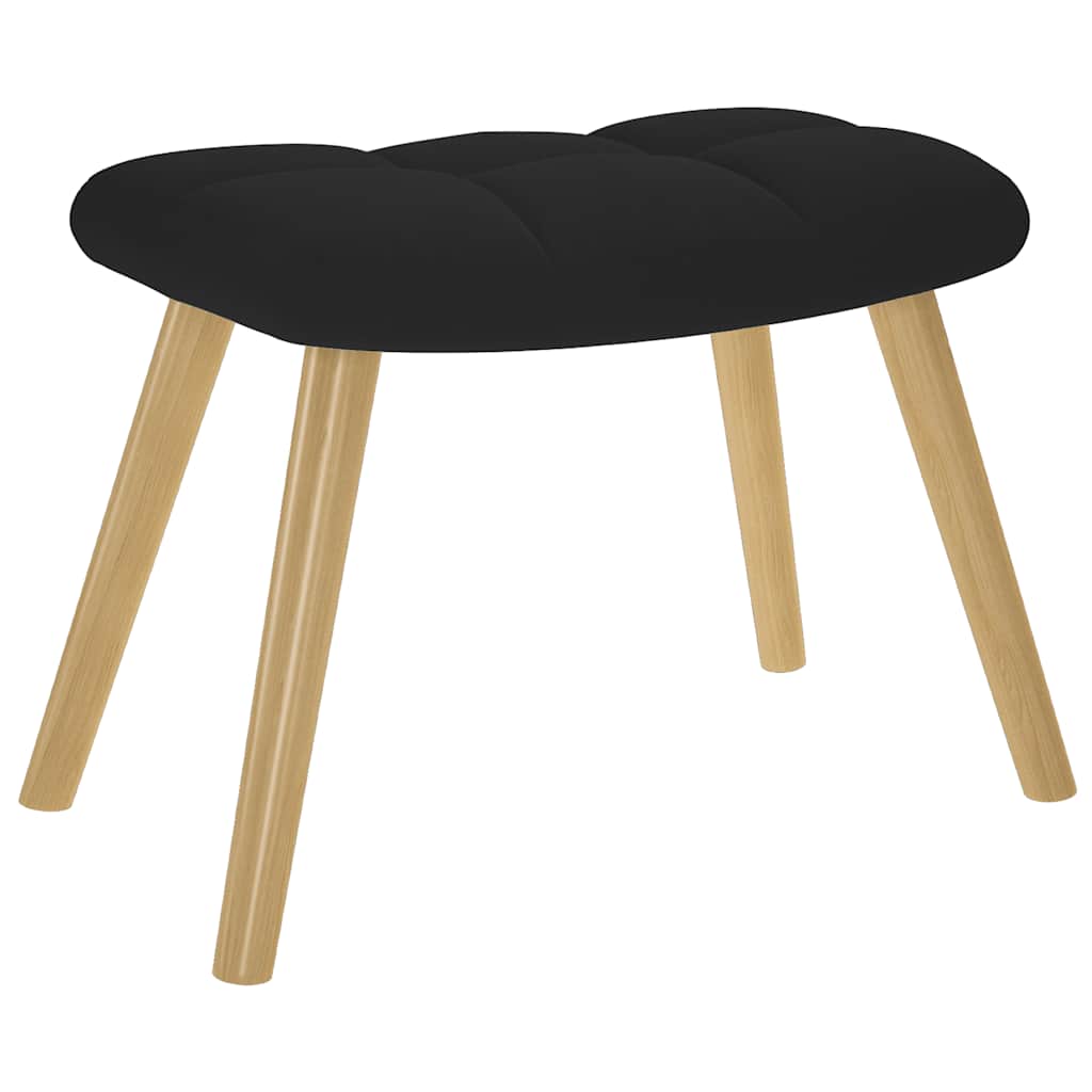 Poilsio kėdė su pakoja, juodos spalvos, audinys