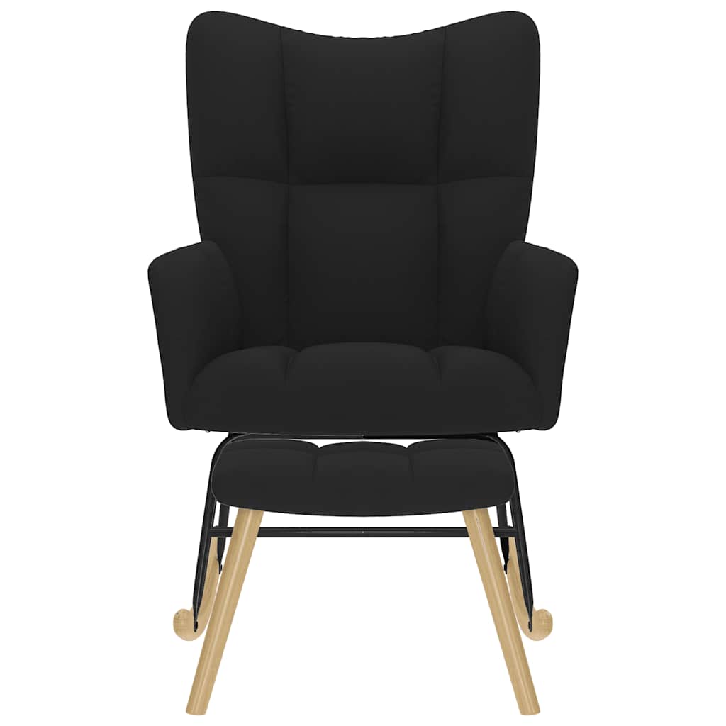 Supama kėdė su pakoja, juodos spalvos, audinys