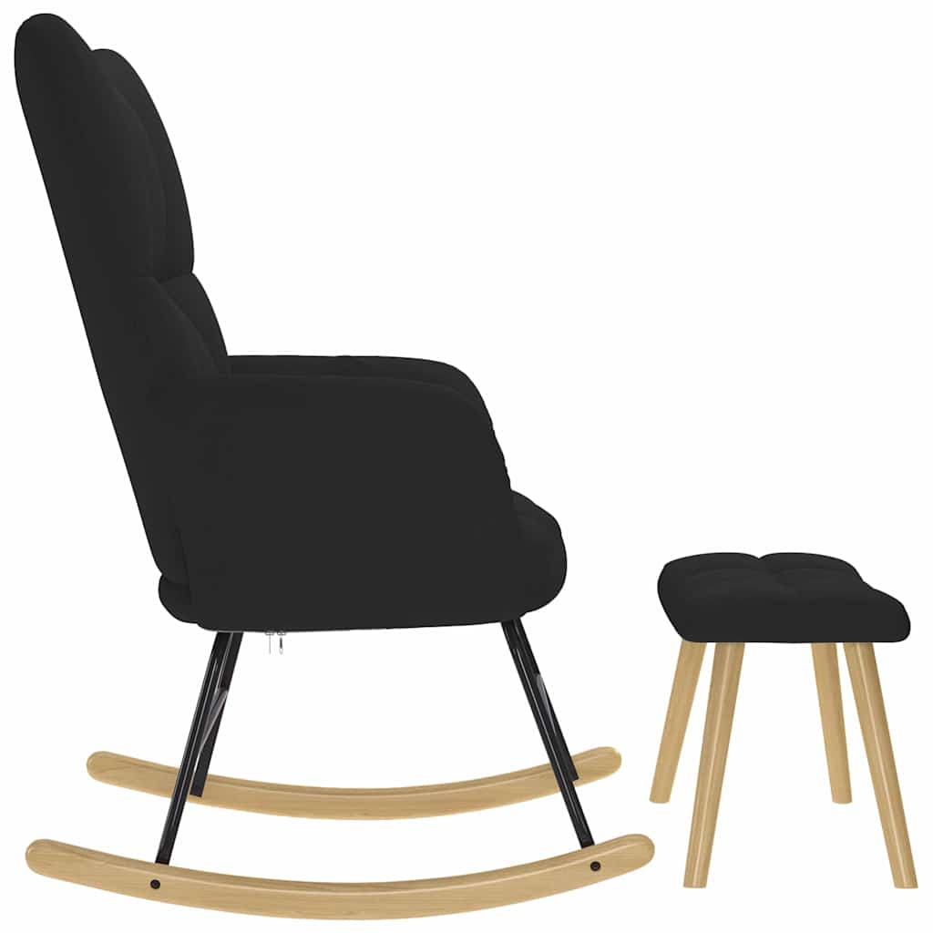 Supama kėdė su pakoja, juodos spalvos, audinys