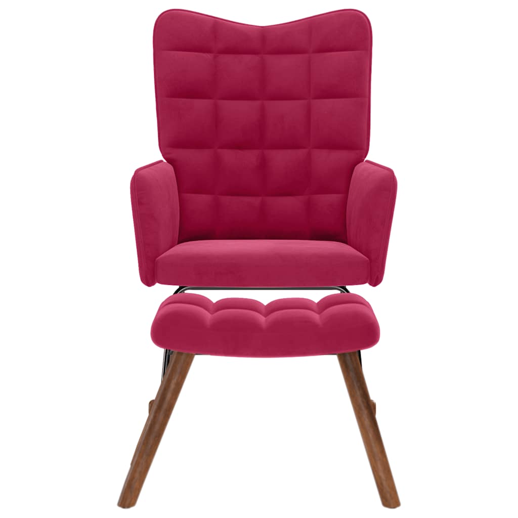 supama kėdė su taburete Wine Red Velvet