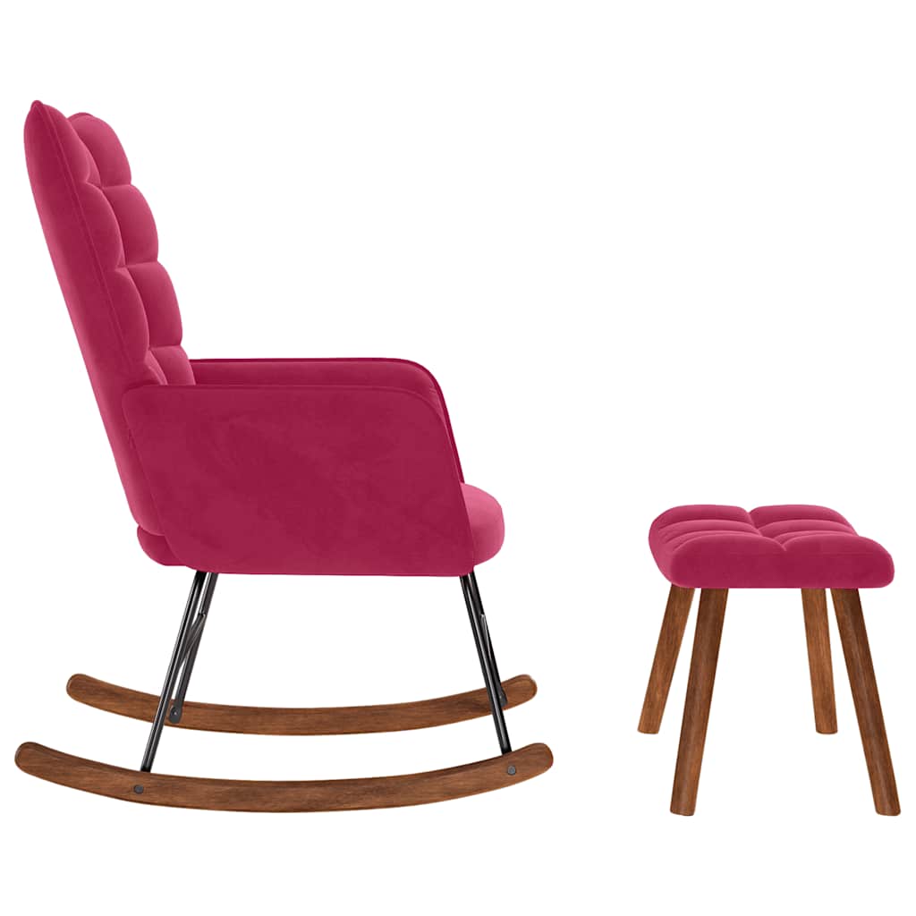 supama kėdė su taburete Wine Red Velvet