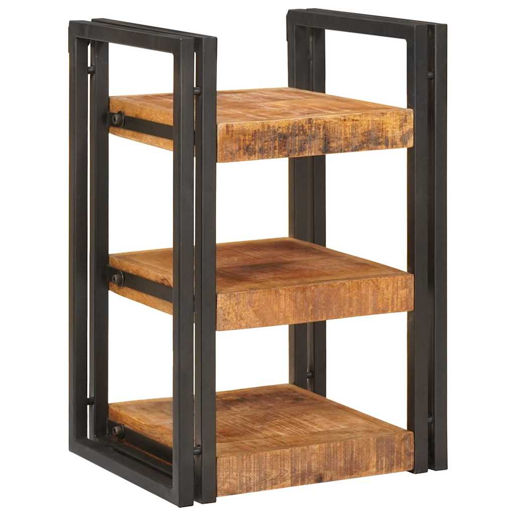 Naktinis staliukas 2 pcs Ruda ir juoda Kietas mango medis
