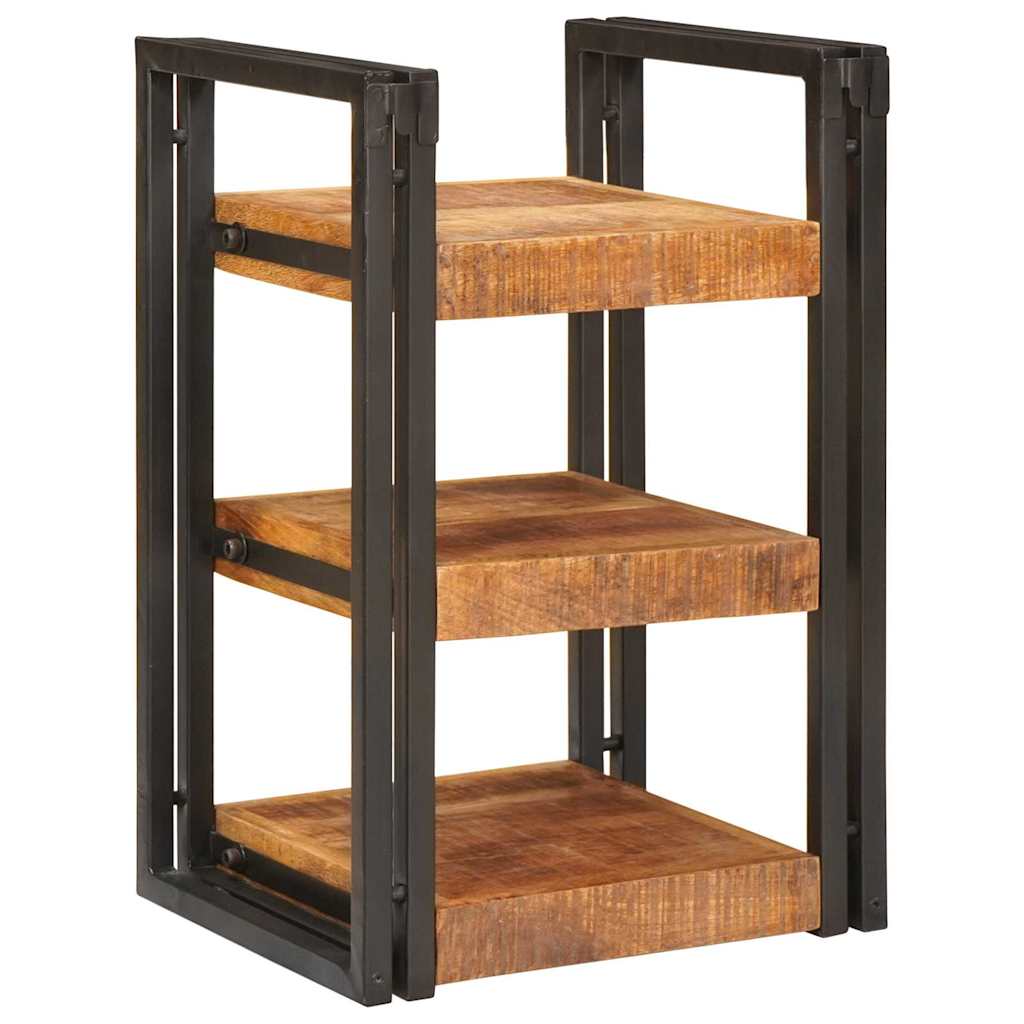 Naktinis staliukas 2 pcs Ruda ir juoda Kietas mango medis