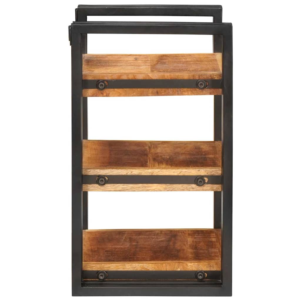 Naktinis staliukas 2 pcs Ruda ir juoda Kietas mango medis