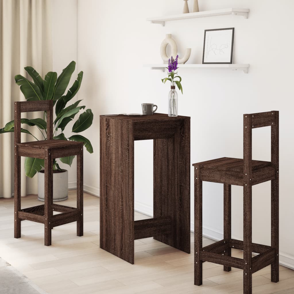 Baro stalas, rudas ąžuolo, 51x50x103,5cm, apdirbta mediena