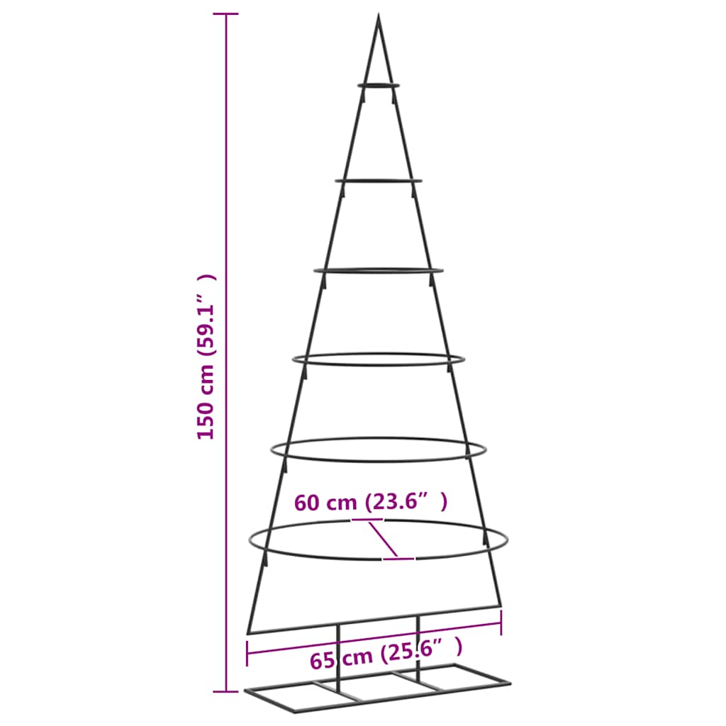 Metalinė Kalėdų eglutė, juodos spalvos, 150 cm