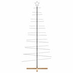 Metalinė Kalėdų eglutė su mediniu pagrindu, juoda, 210cm
