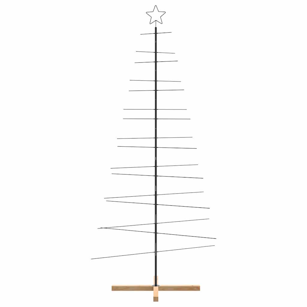 Metalinė Kalėdų eglutė su mediniu pagrindu, juoda, 210cm