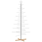 Metalinė Kalėdų eglutė su mediniu pagrindu, juoda, 210cm