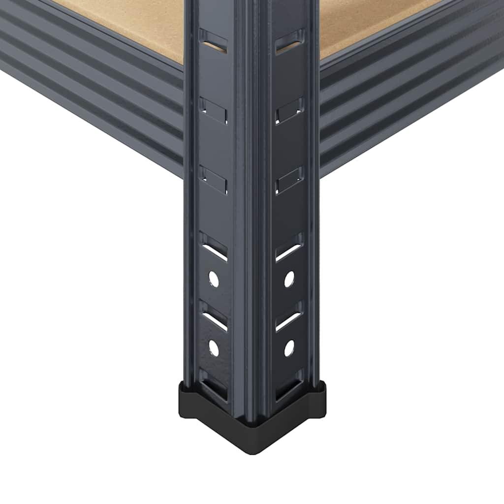 Sandėliavimo lentyna, 4 aukštų, antracito, plienas ir mediena