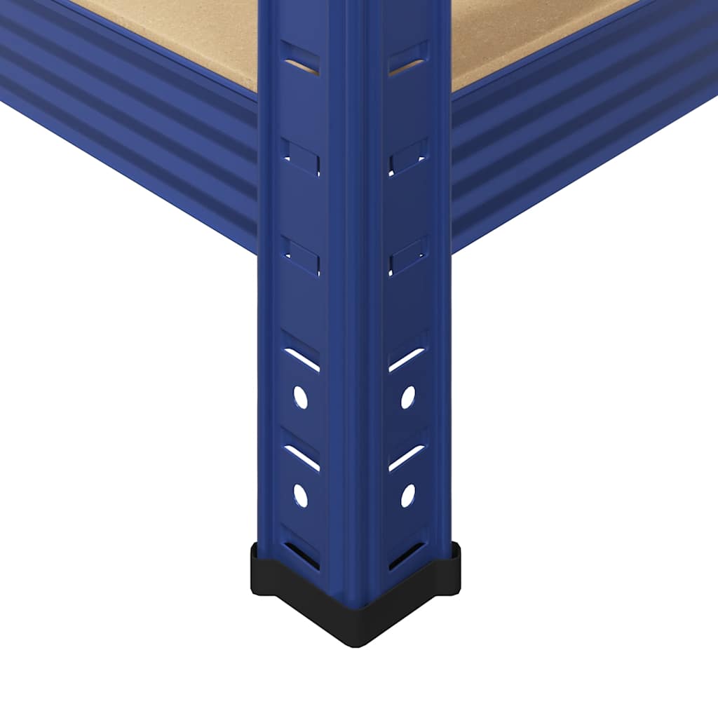 Sandėliavimo lentyna, 5 aukštų, mėlyna, plienas ir mediena