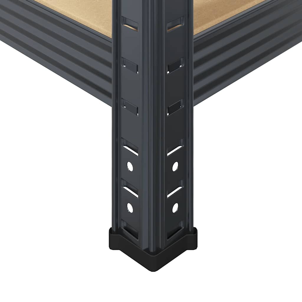 Sandėliavimo lentyna, 5 aukštų, antracito, plienas ir mediena