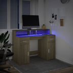 Rašomasis stalas su LED apšvietimu, ąžuolo, 97x45x90cm, mediena