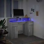 Rašomasis stalas su LED, pilkas ąžuolo, 120x55x91cm, mediena