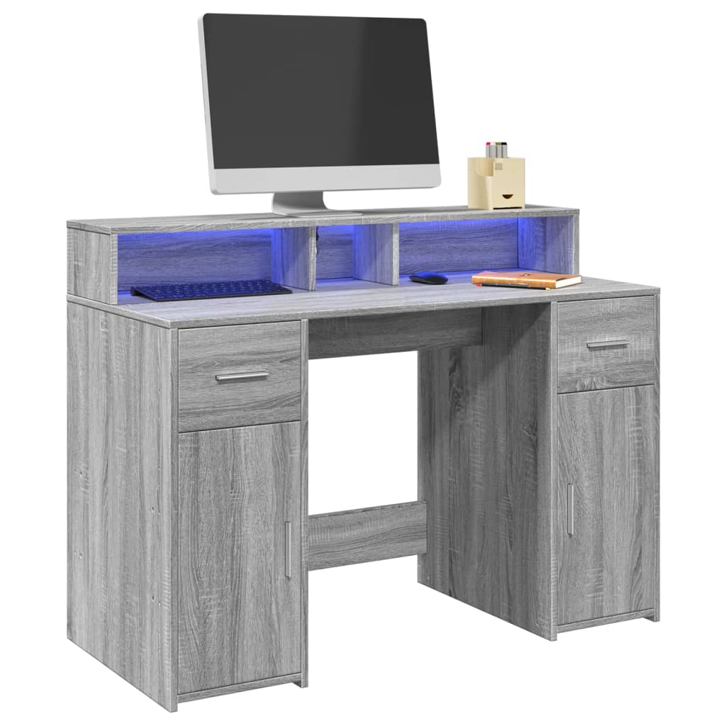Rašomasis stalas su LED, 120x55x91cm, mediena
