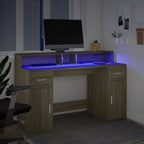Rašomasis stalas su LED apšvietimu, ąžuolo, 140x55x91cm