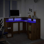 Rašomasis stalas su LED, artisano ąžuolo, 130x130x91cm, mediena