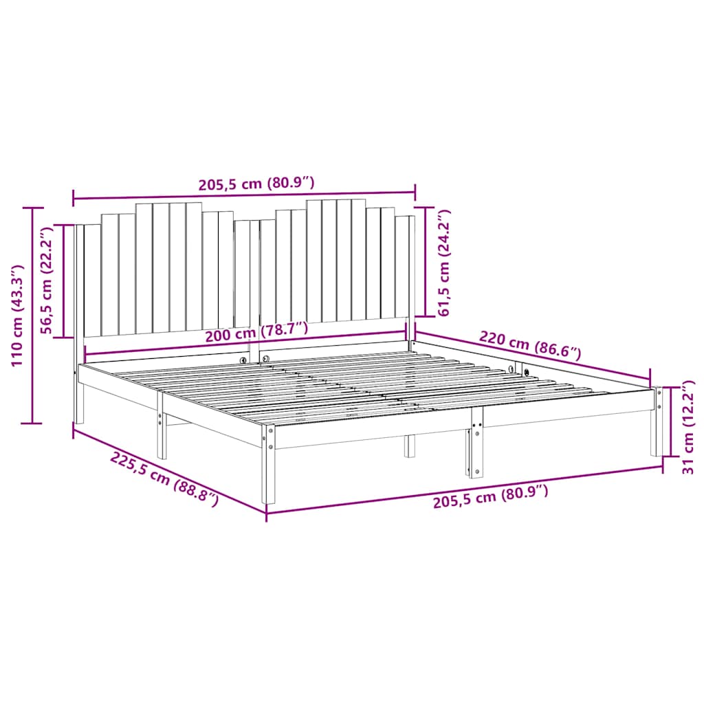 Lovos rėmas be čiužinio, 200x220cm, mediena, itin ilgas