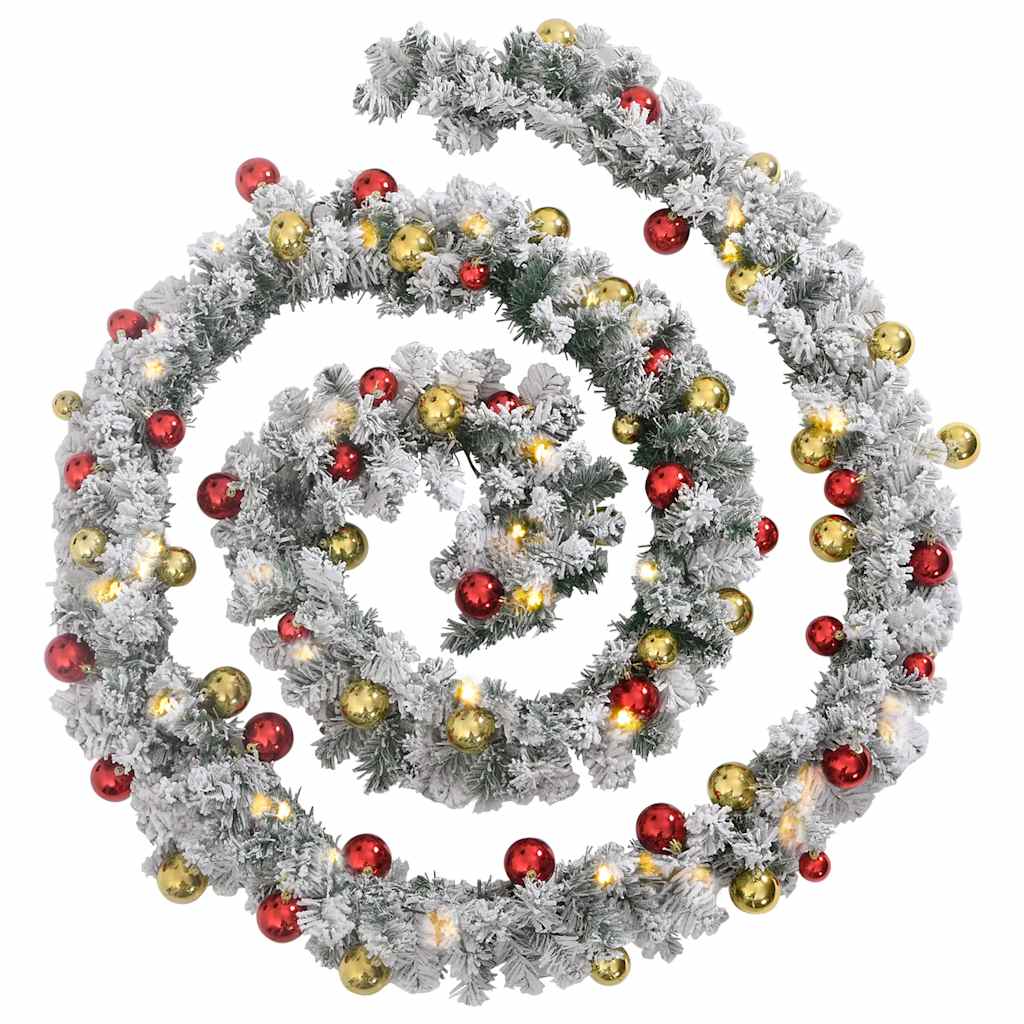 vidaXL Kalėdų girlianda su niekučiais ir LED lemputėmis žalia 20 m PVC