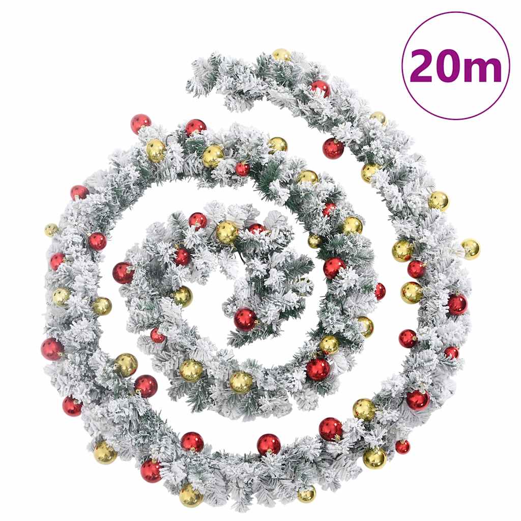 vidaXL Kalėdų girlianda su niekučiais ir LED lemputėmis žalia 20 m PVC