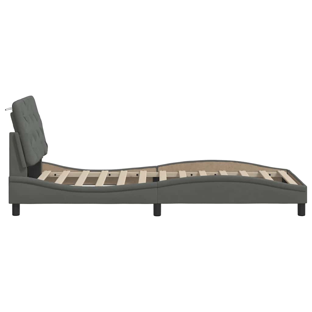 Lovos rėmas be čiužinio, tamsiai pilkas, 90x200cm, audinys