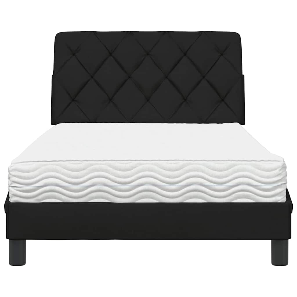 Lova su čiužiniu, juodos spalvos, 100x200cm, audinys