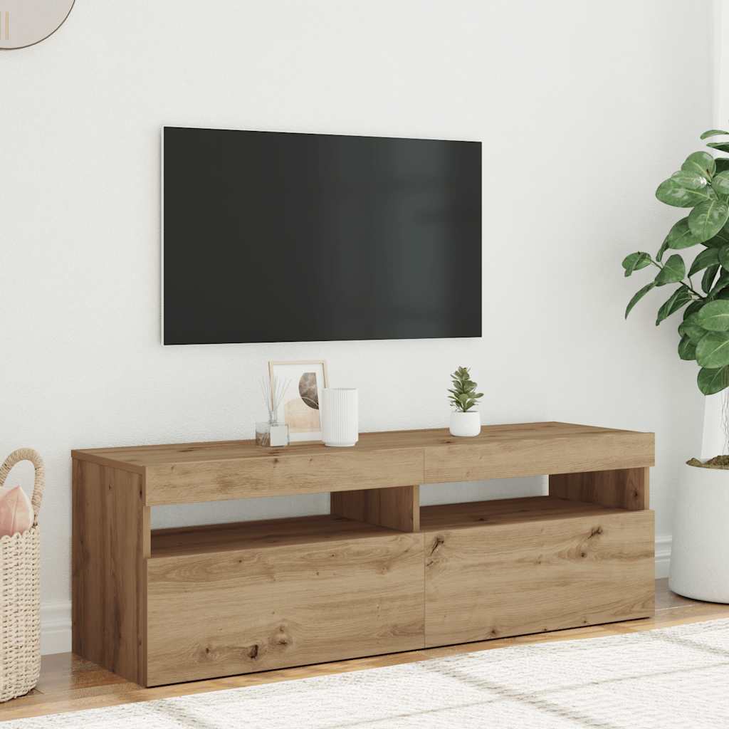 Televizoriaus spintelė su LED, artisano, 120x35x40cm, mediena