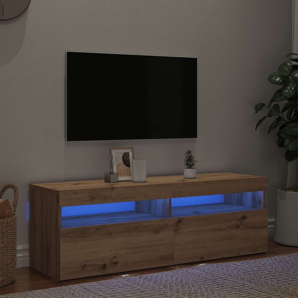 Televizoriaus spintelė su LED, artisano, 120x35x40cm, mediena