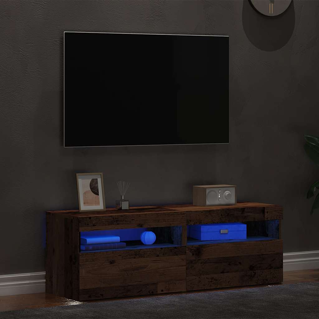 Televizoriaus spintelės su LED, 2vnt., medienos, mediena