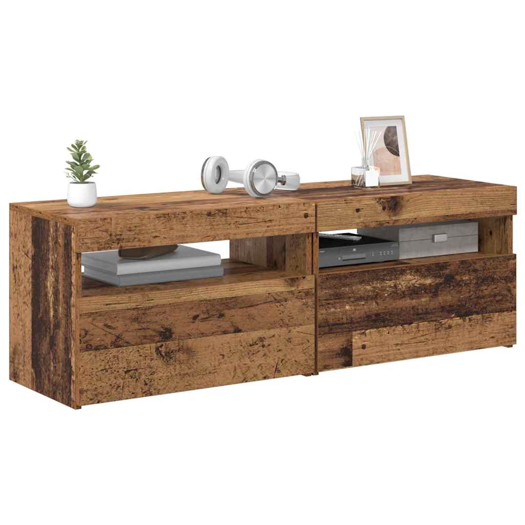 Televizoriaus spintelės su LED, 2vnt., medienos, mediena