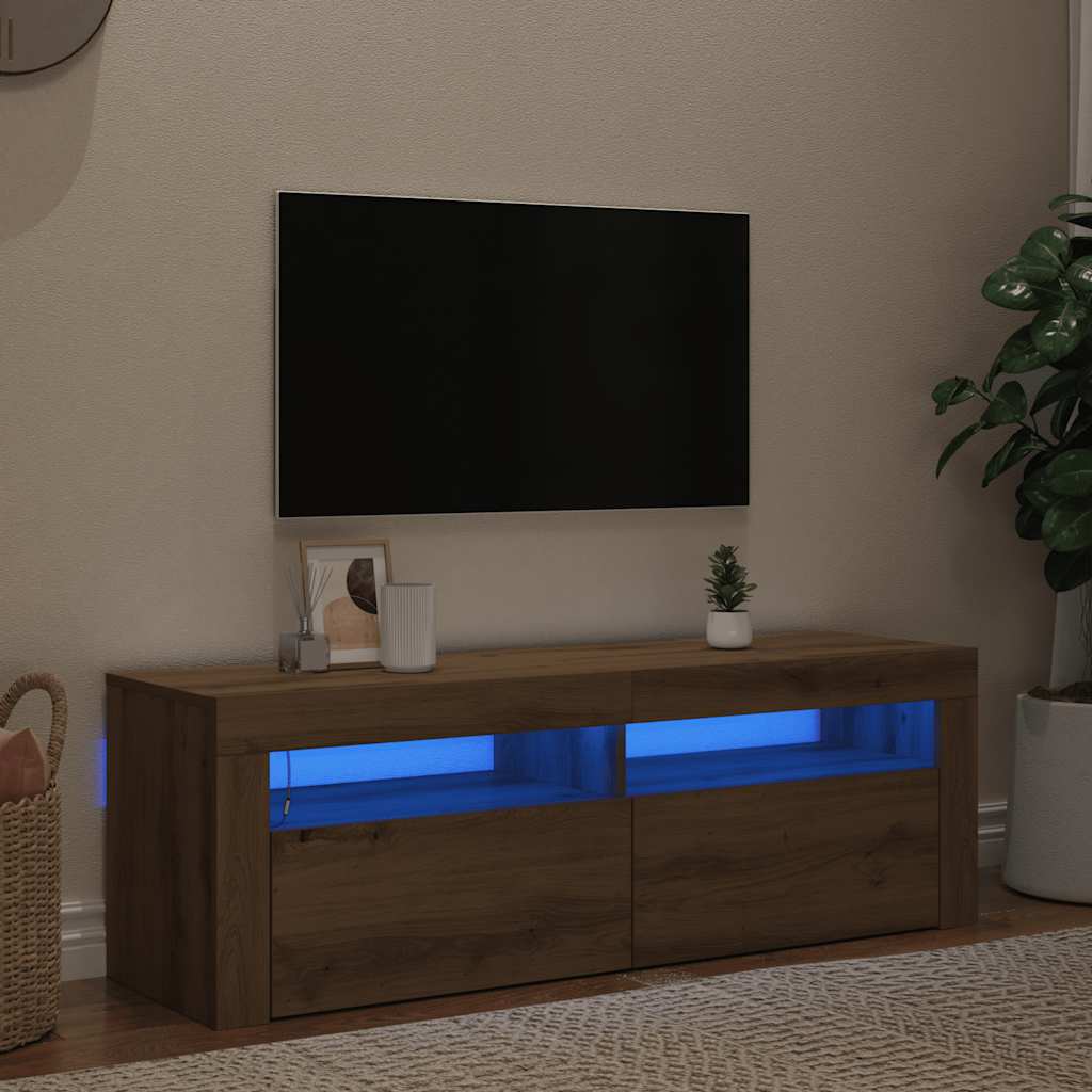 Televizoriaus spintelė su LED, artisano, 120x35x40cm, mediena