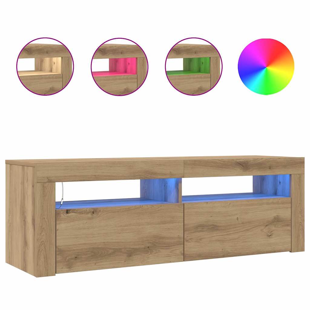 Televizoriaus spintelė su LED, artisano, 120x35x40cm, mediena