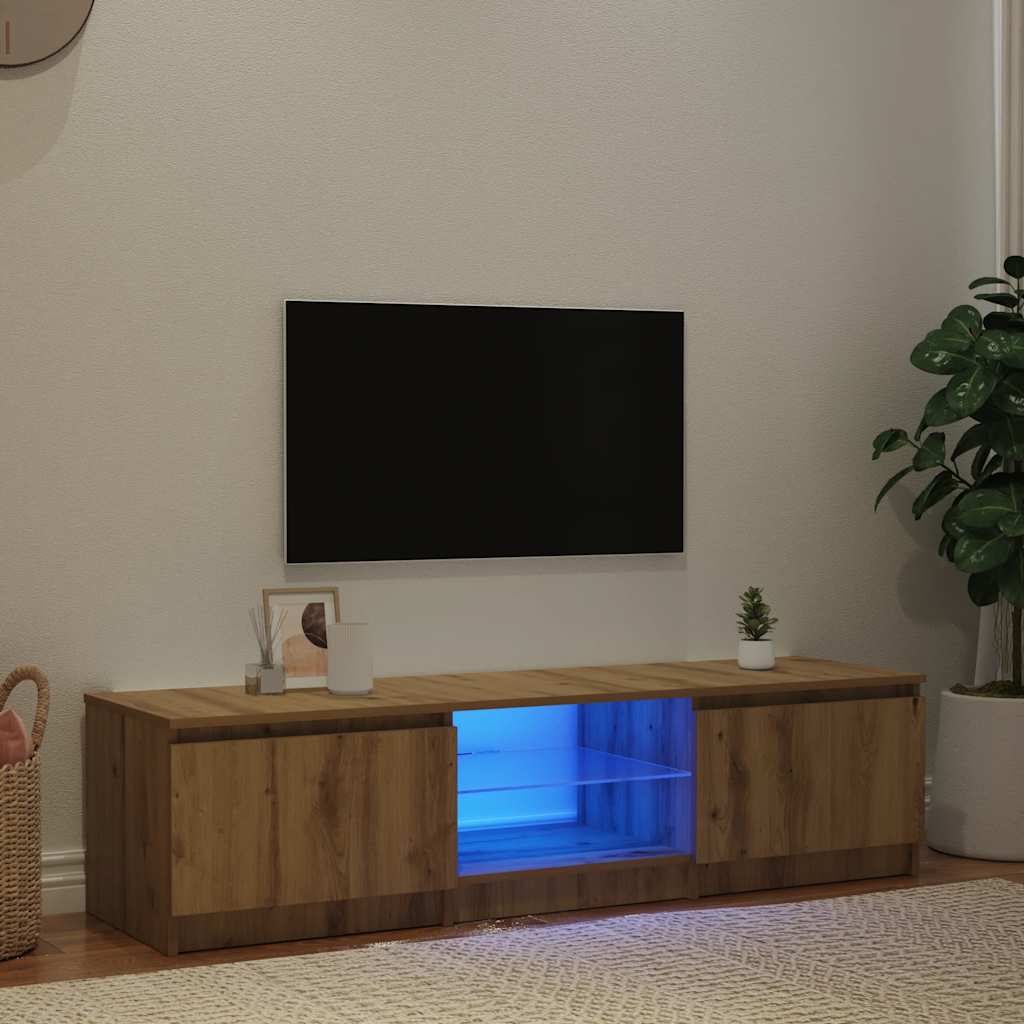 televizoriaus spintelė su LED lemputėmis Artisan ąžuolas
