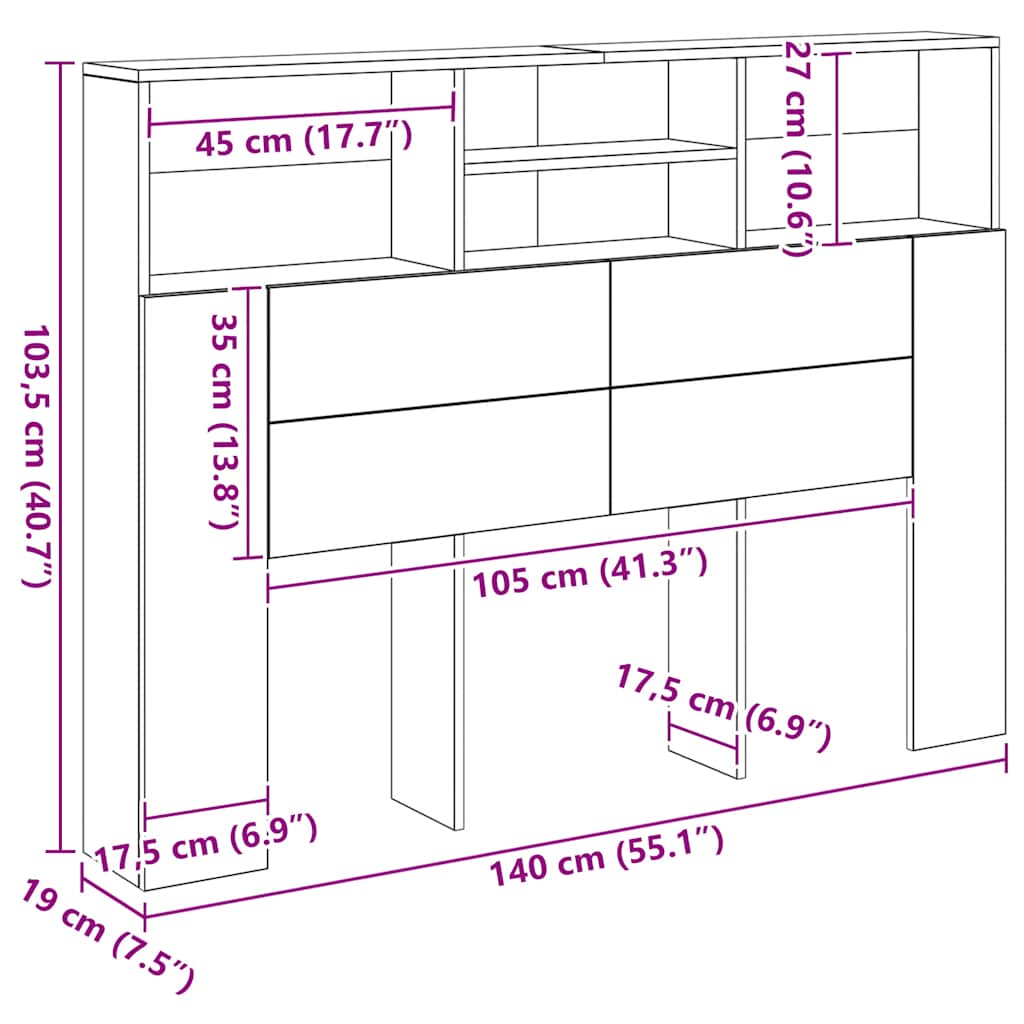 Spintelė su galvūgaliu, „Artisan“ spalvos, ąžuolo spalvos, 140x19x103,5 cm