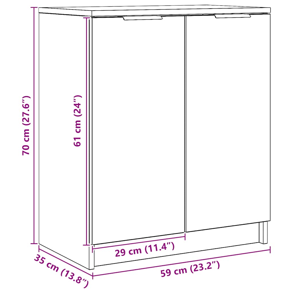 Spintelė batams, artisano ąžuolo, 59x35x70cm, apdirbta mediena