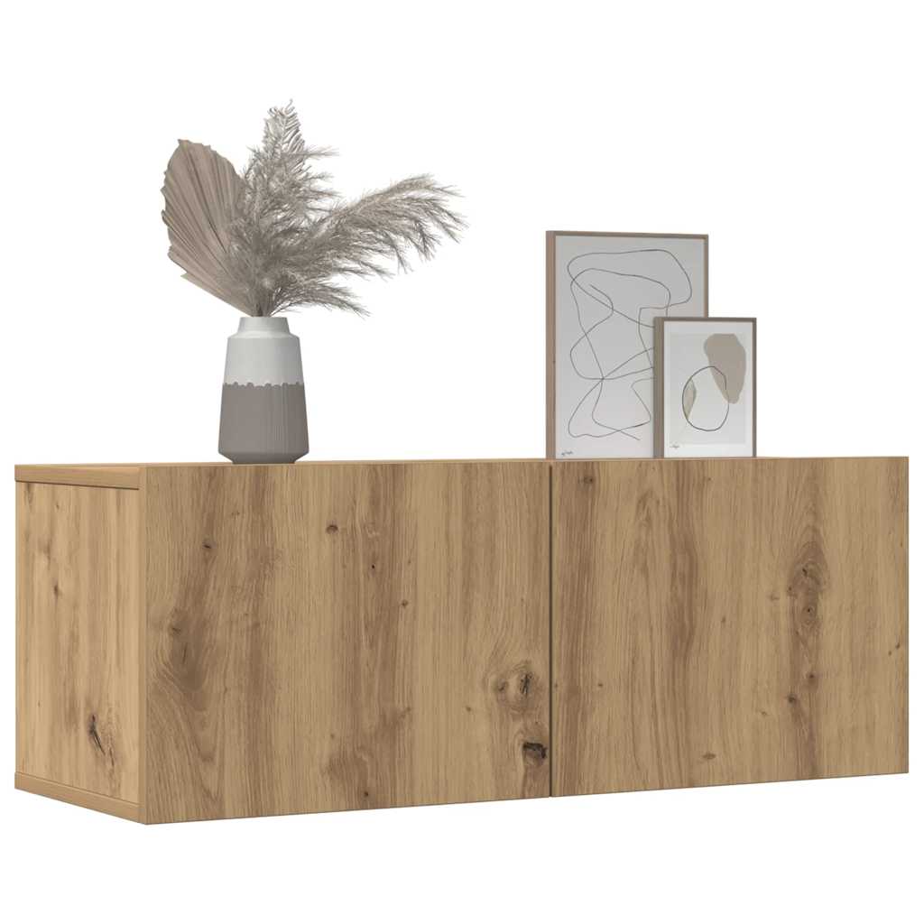 Sieninės TV spintelės, 2vnt., artisano ąžuolo, 80x30x30cm