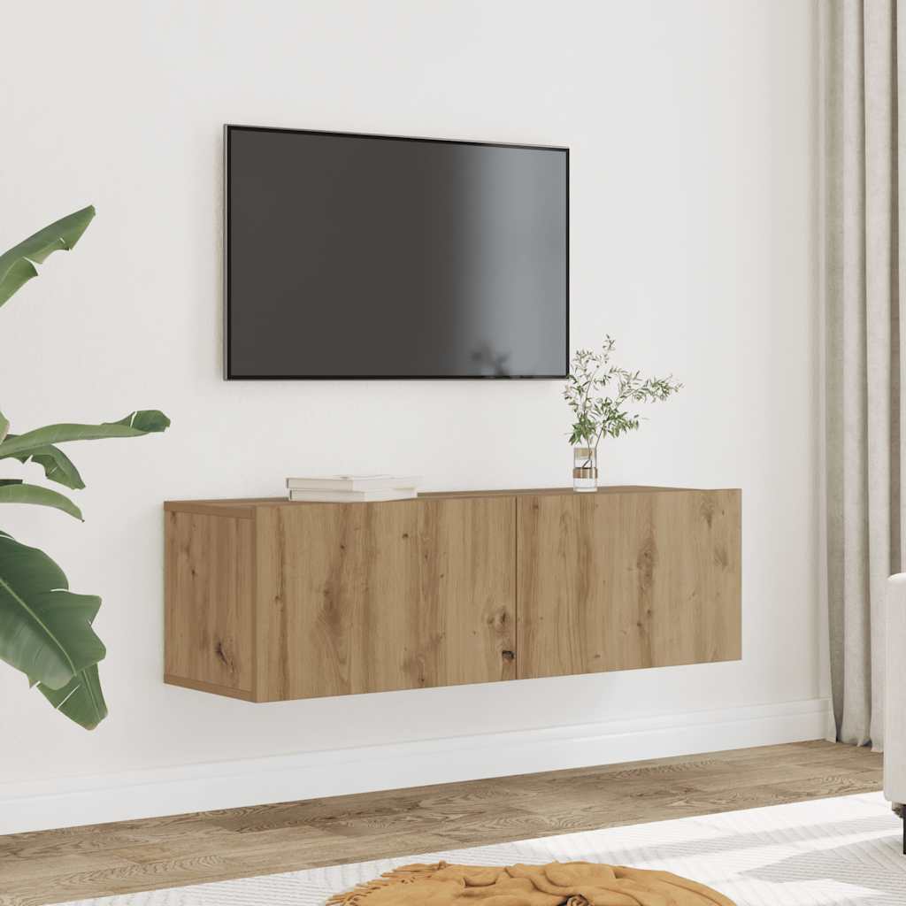 Sieninės TV spintelės, 2vnt., artisano ąžuolo, 100x30x30cm