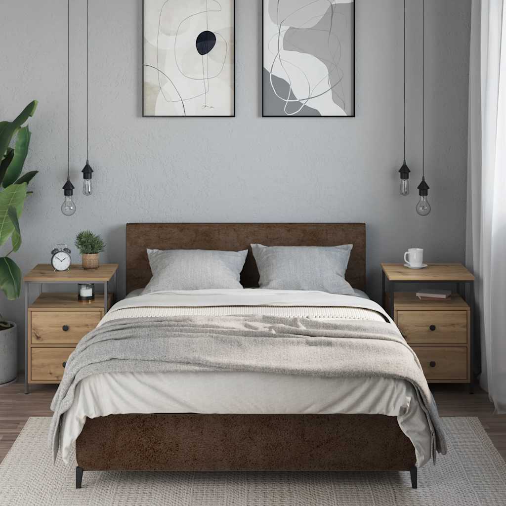 Naktinės spintelės, 2vnt., artisano ąžuolo, 44x45x60cm, mediena