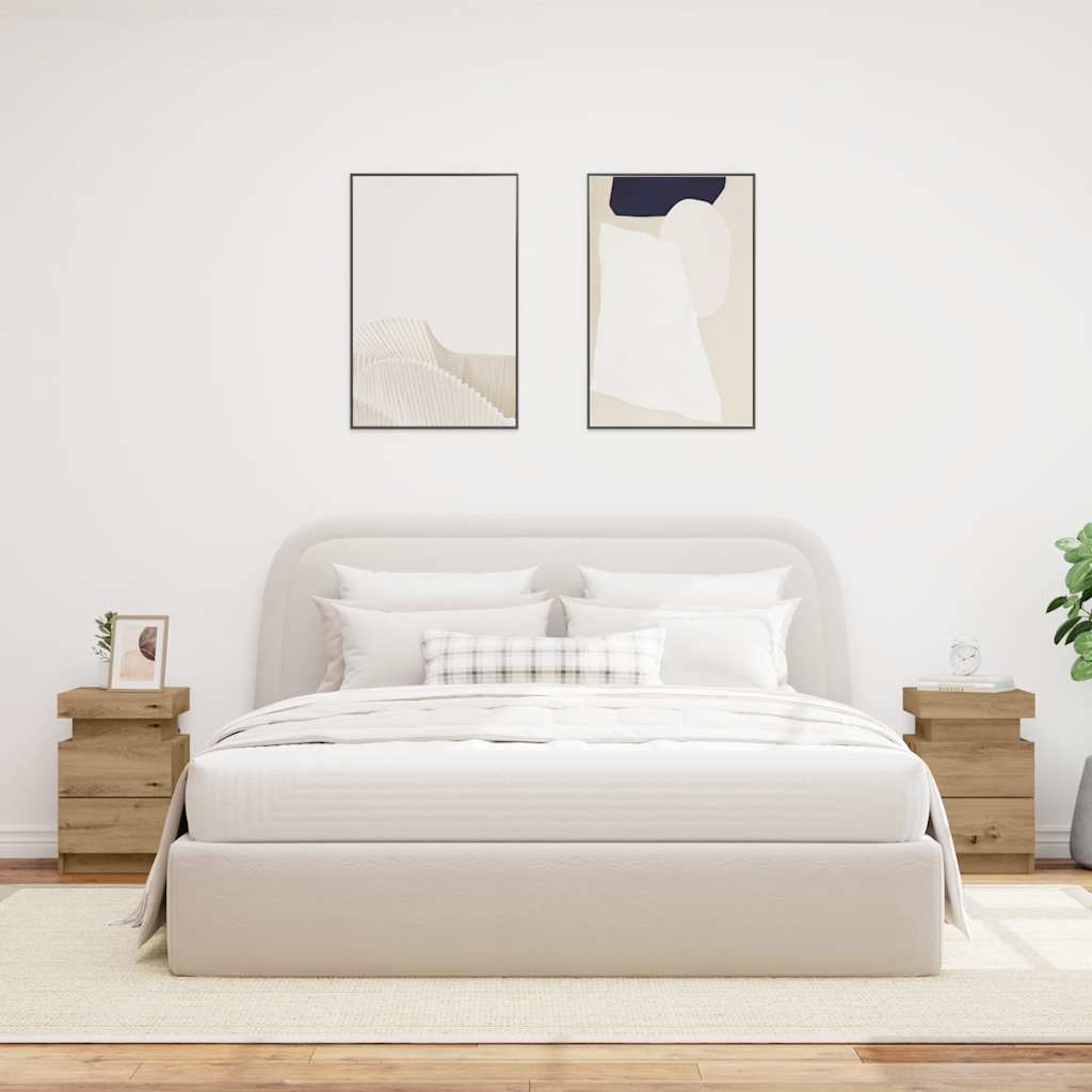 Naktinės spintelės su LED, 2vnt., artisano, 35x39x55cm, mediena