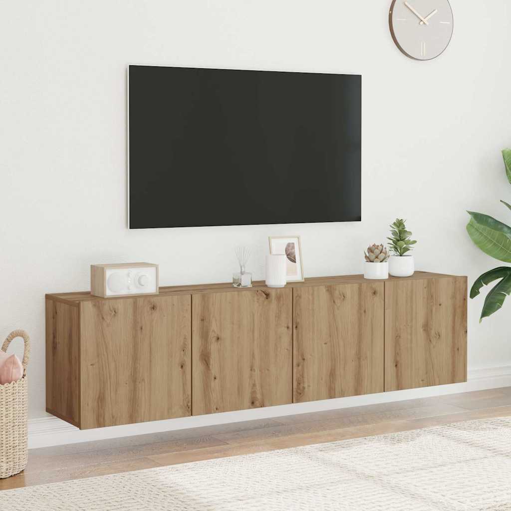 Sieninės TV spintelės, 2vnt., artisano ąžuolo, 80x30x41cm